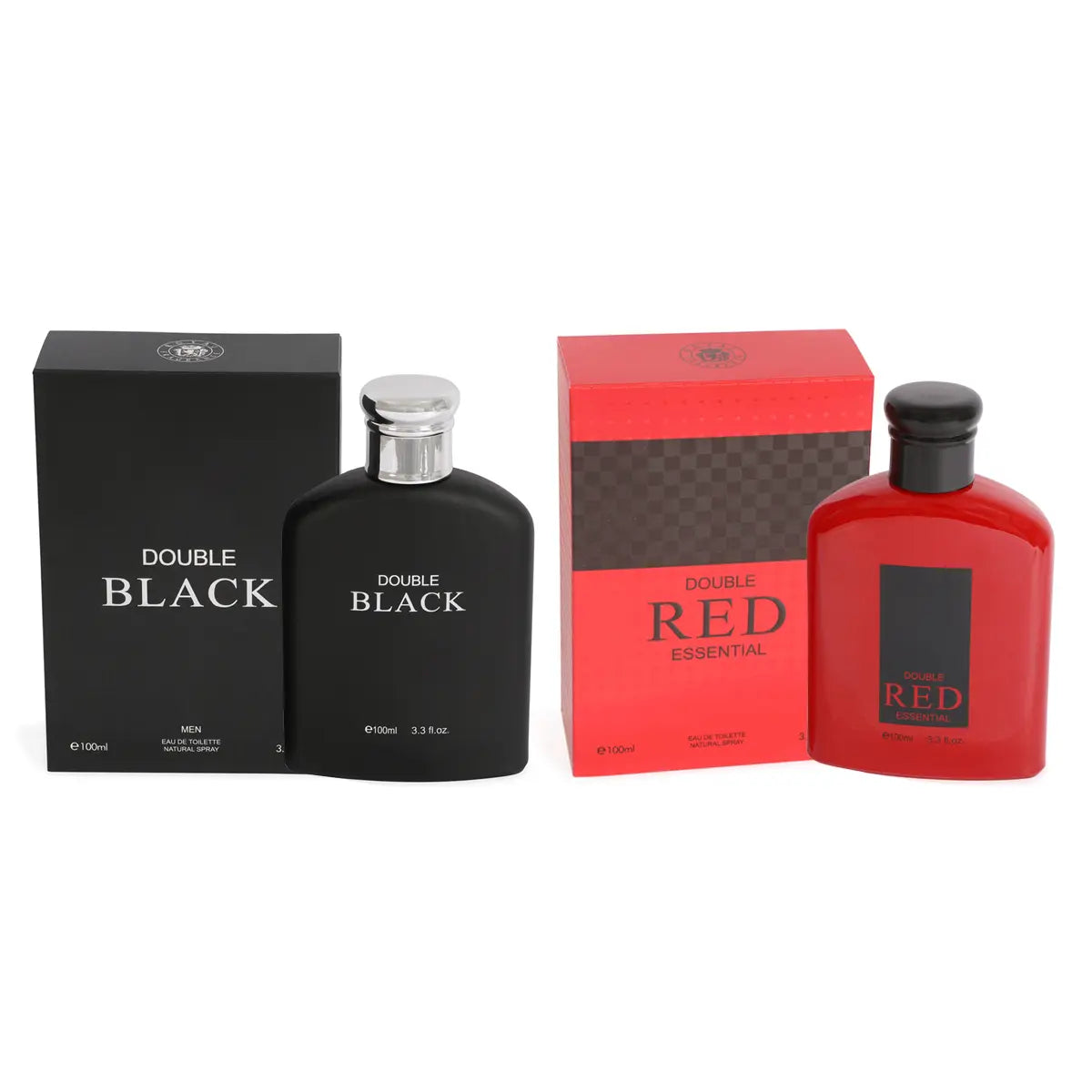 Men'S Cologne Bundle - Double Black Men Spray Cologne and Double Red Essential Spray Cologne Bundle- 100Ml/3.3Fl.Oz. Men Cologne