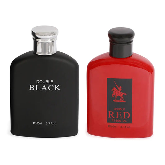 Men'S Cologne Bundle - Double Black Men Spray Cologne and Double Red Essential Spray Cologne Bundle- 100Ml/3.3Fl.Oz. Men Cologne