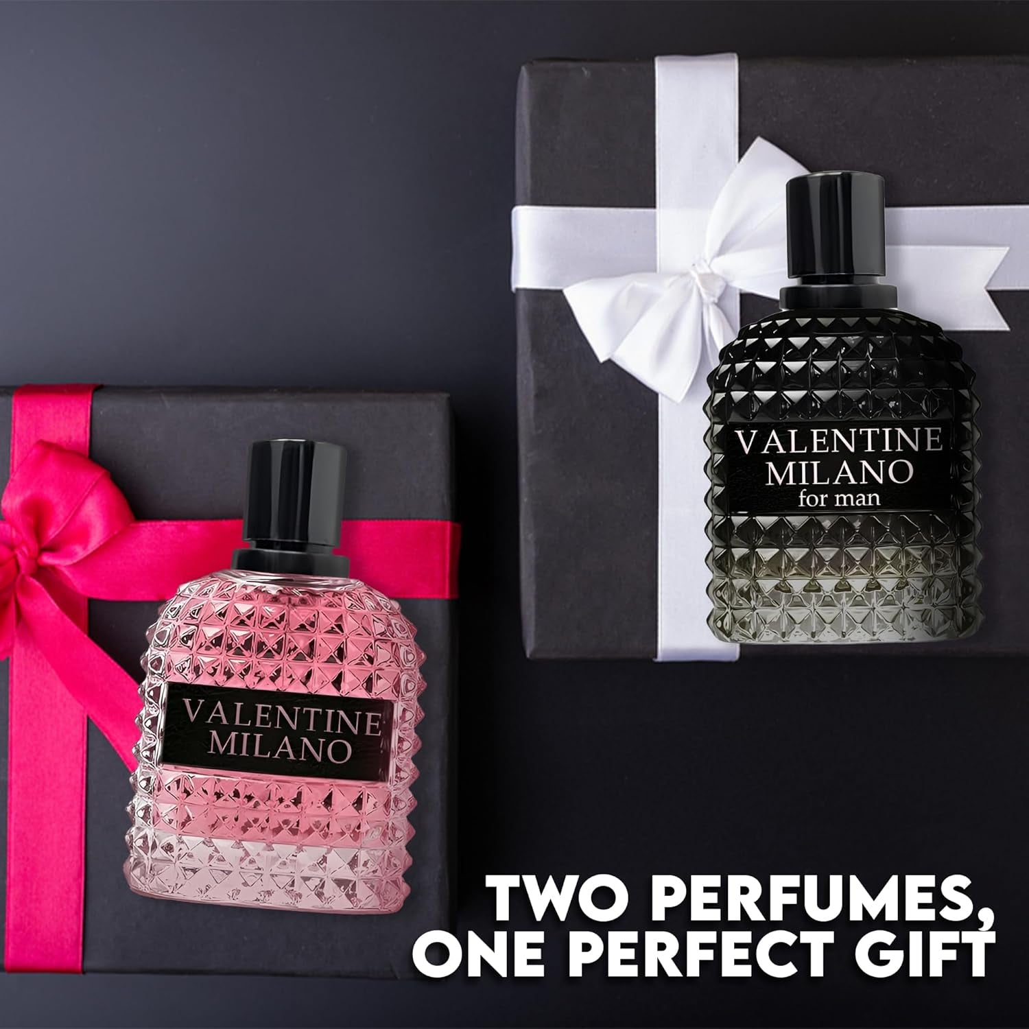 Valentine Milano Couple Set Perfume for Women/Men Eau De Parfum - Amber Floral Jasmine, Bourbon Vanilla & Woods Oriental-Floral Women/Men Cologne with a Modern Twist Elegant 100Ml Bottle for Best Gift